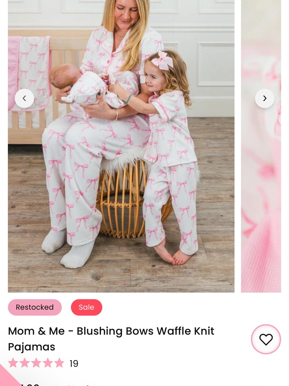 Mom and baby matching Sparkle in Pink Blushing Nows Waffle Knit Pajama